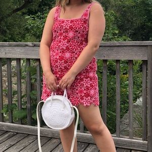 Pink and red knit dress